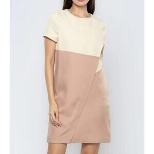 COS Poplin Panel Colorblock Neutral Shift Dress Size M